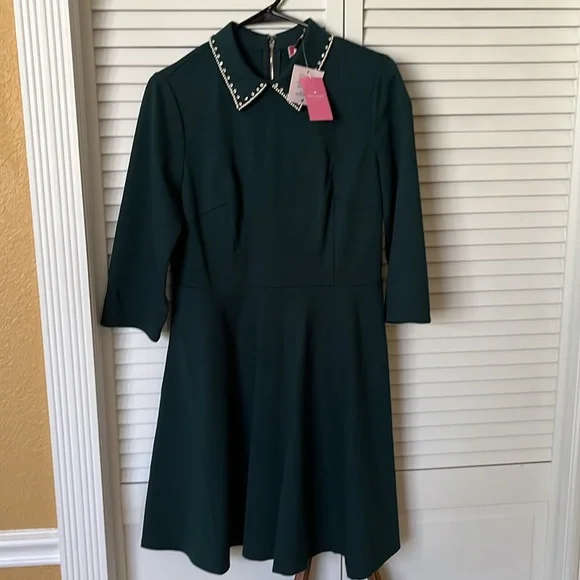 Kate Spade Green Diamanté Collar Dress. NWT - Picture 2 of 13